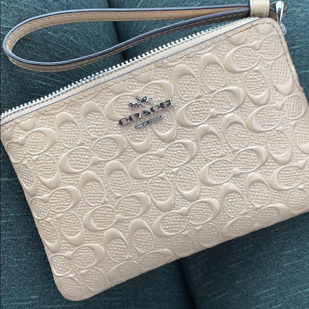 Beige Coach Wristlet
